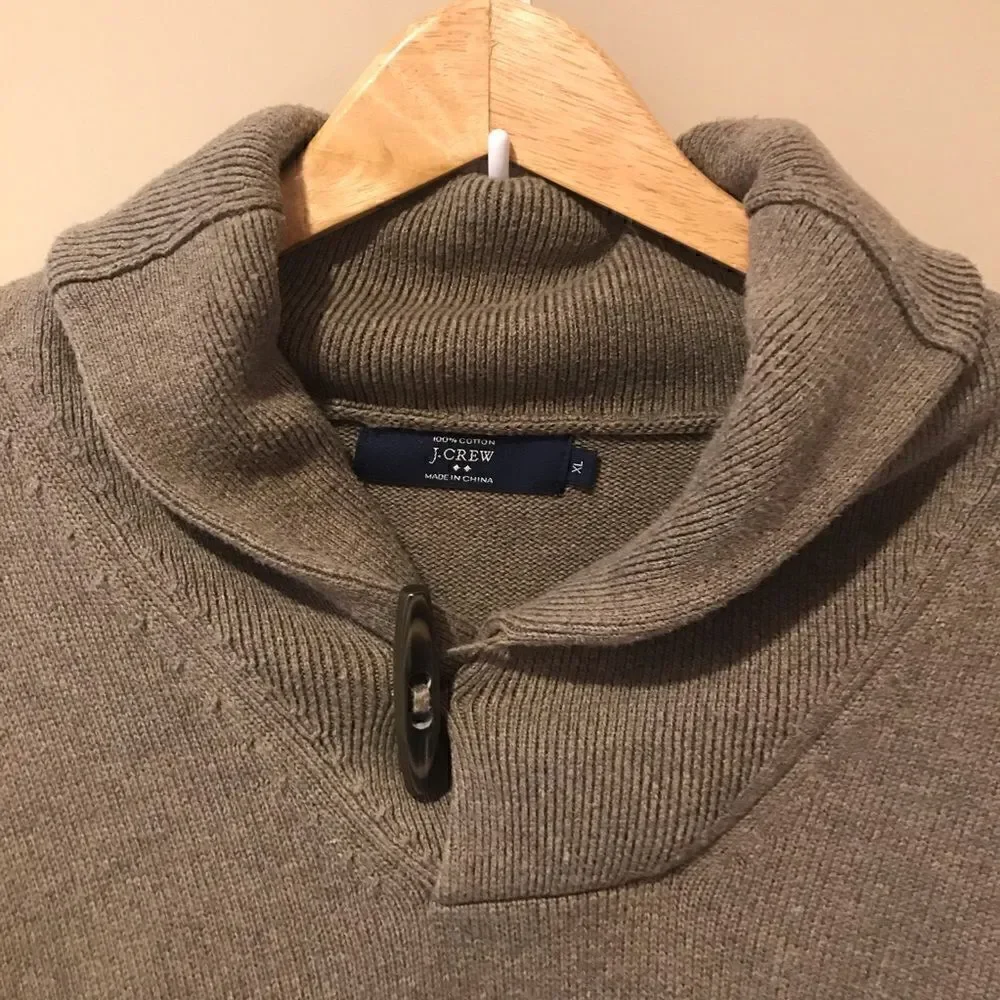 J Crew mens cotton sweater  with toggle at neckline XL